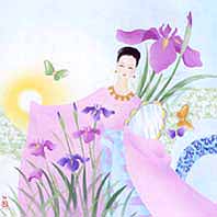 花菖蒲に囲まれた倭姫命のイメージイラスト
