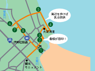尾野湊御禊場コースマップ