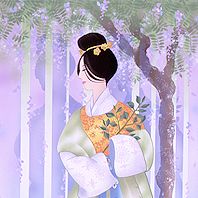 木の下に佇む酢香手姫皇女のイメージイラスト